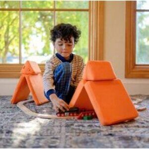 Nugget Comfort Mini Nugget Couch Classic Orange Microsuede 4 Piece Set